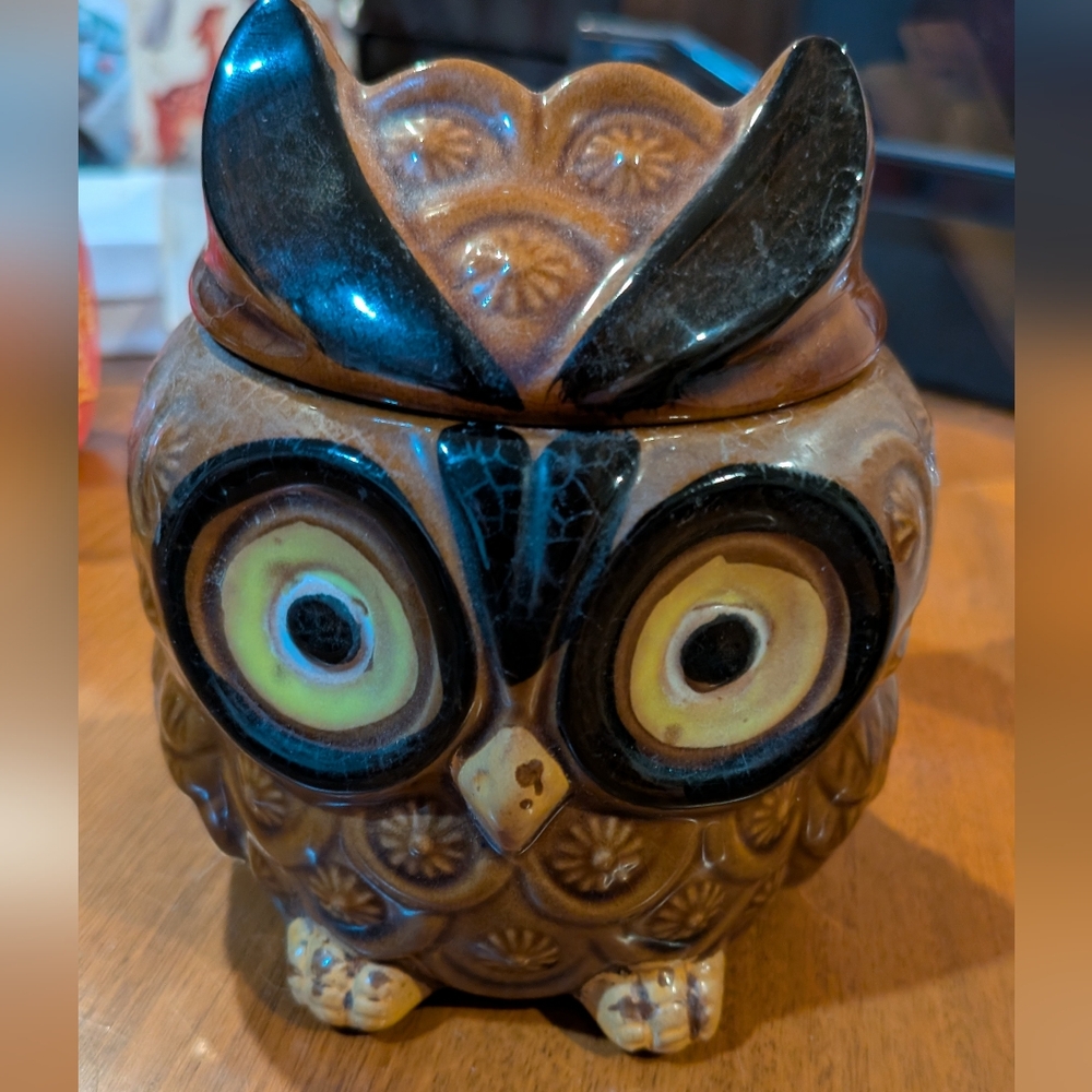 Brown and Black Owl Ceramic Figurine